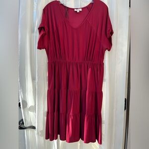Umgee Burgundy Tiered Dress